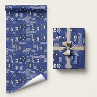 Blue Samoa Manuia Le Kerisimasi Wrapping Paper Pacific Patchwork Xmas Vibes - Polynesian Pride