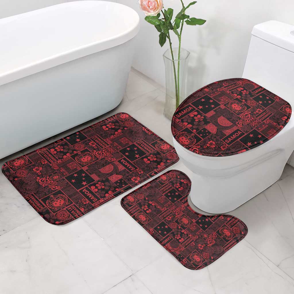 Dark Samoa Manuia Le Kerisimasi Bathroom Set Pacific Patchwork Xmas Vibes - Polynesian Pride