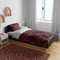 Dark Samoa Manuia Le Kerisimasi Bedding Set Pacific Patchwork Xmas Vibes - Polynesian Pride