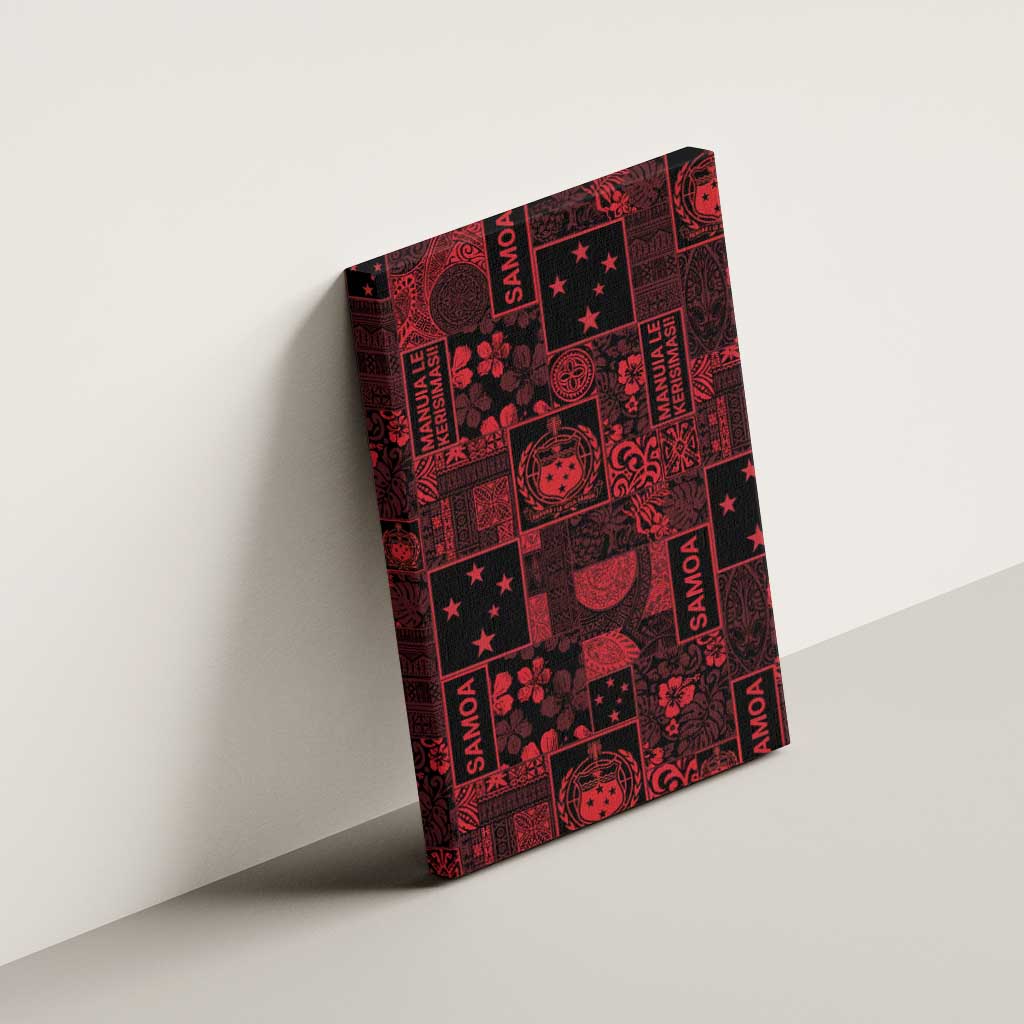Dark Samoa Manuia Le Kerisimasi Canvas Wall Art Pacific Patchwork Xmas Vibes - Polynesian Pride