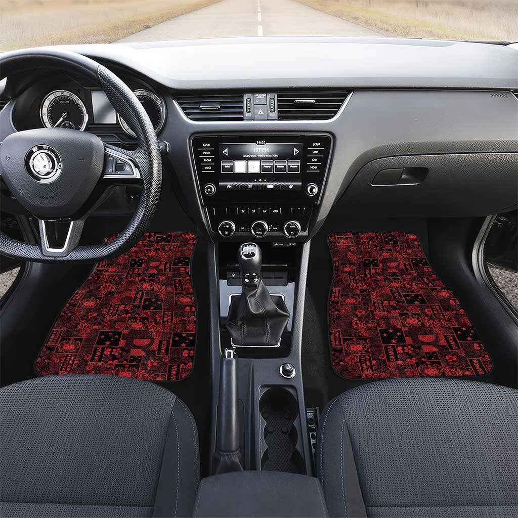 Dark Samoa Manuia Le Kerisimasi Car Mats Pacific Patchwork Xmas Vibes - Polynesian Pride