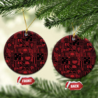 Dark Samoa Manuia Le Kerisimasi Ceramic Ornament Pacific Patchwork Xmas Vibes - Polynesian Pride