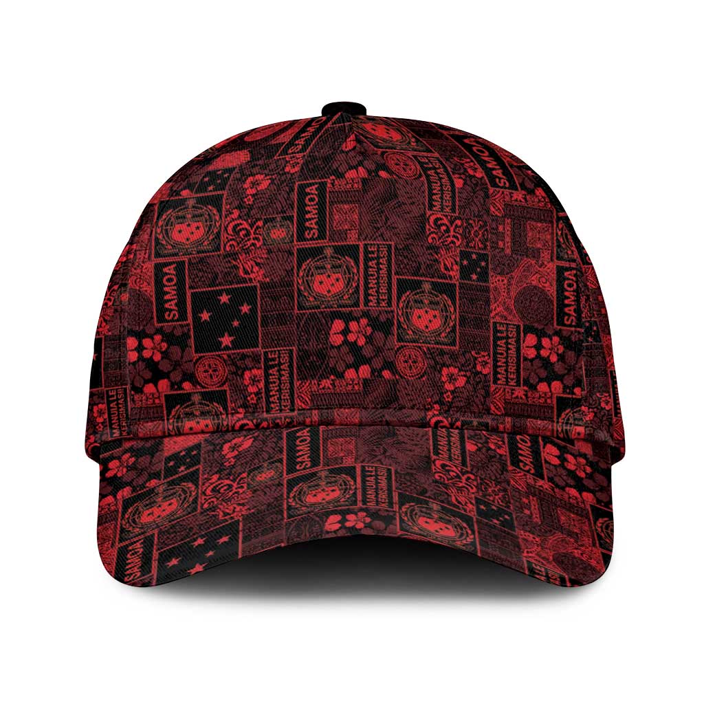 Dark Samoa Manuia Le Kerisimasi Classic Cap Pacific Patchwork Xmas Vibes - Polynesian Pride