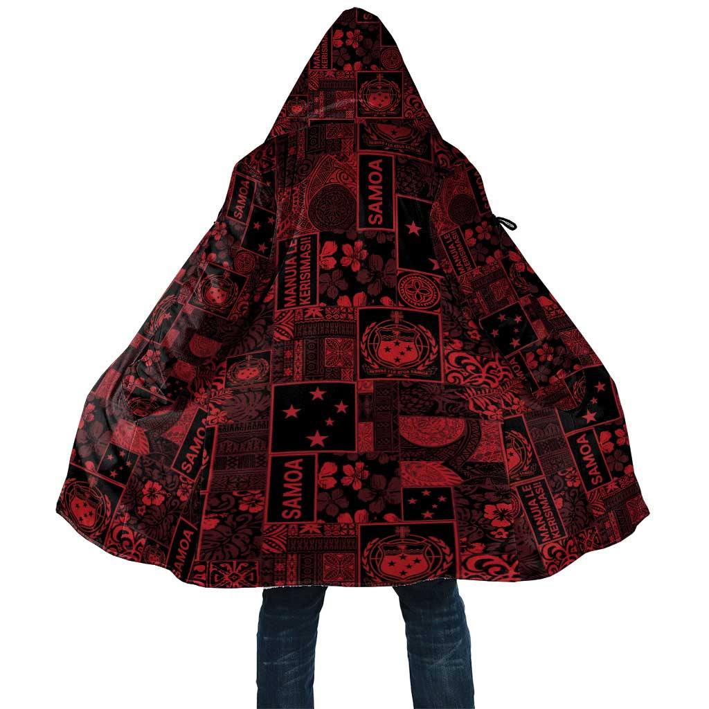 Dark Samoa Manuia Le Kerisimasi Cloak Pacific Patchwork Xmas Vibes - Polynesian Pride
