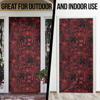 Dark Samoa Manuia Le Kerisimasi Door Cover Pacific Patchwork Xmas Vibes - Polynesian Pride