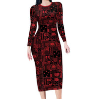 Dark Samoa Manuia Le Kerisimasi Family Matching Long Sleeve Bodycon Dress and Hawaiian Shirt Pacific Patchwork Xmas Vibes - Polynesian Pride