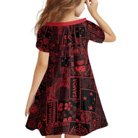 Dark Samoa Manuia Le Kerisimasi Family Matching Off The Shoulder Long Sleeve Dress and Hawaiian Shirt Pacific Patchwork Xmas Vibes - Polynesian Pride