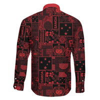 Dark Samoa Manuia Le Kerisimasi Family Matching Off Shoulder Short Dress and Hawaiian Shirt Pacific Patchwork Xmas Vibes - Polynesian Pride