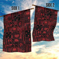 Dark Samoa Manuia Le Kerisimasi Garden Flag Pacific Patchwork Xmas Vibes - Polynesian Pride