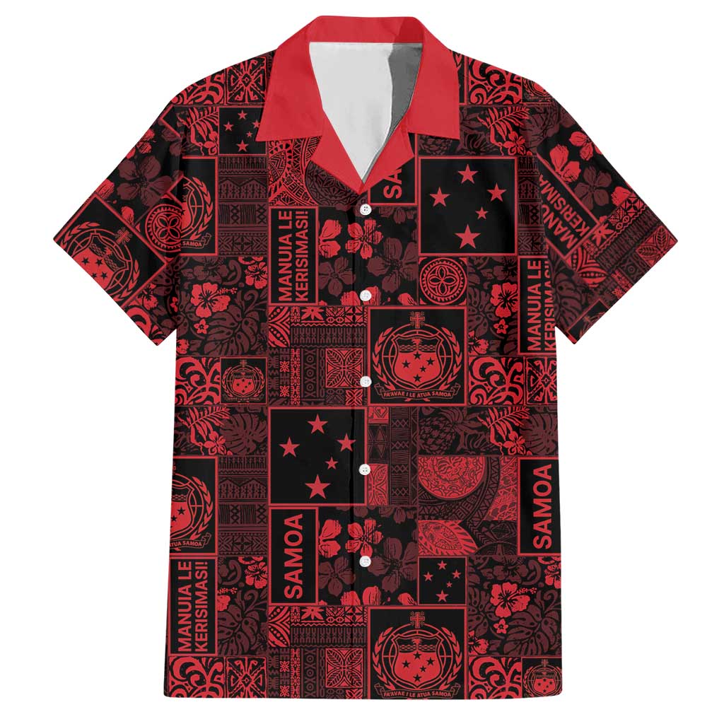 Dark Samoa Manuia Le Kerisimasi Hawaiian Shirt Pacific Patchwork Xmas Vibes - Polynesian Pride