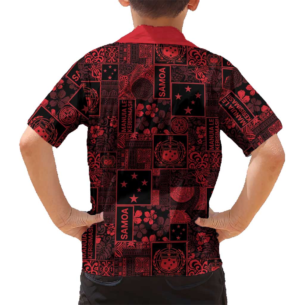 Dark Samoa Manuia Le Kerisimasi Hawaiian Shirt Pacific Patchwork Xmas Vibes - Polynesian Pride