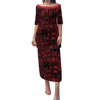 Dark Samoa Manuia Le Kerisimasi Puletasi Pacific Patchwork Xmas Vibes - Polynesian Pride