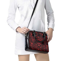 Dark Samoa Manuia Le Kerisimasi Shoulder Handbag Pacific Patchwork Xmas Vibes - Polynesian Pride