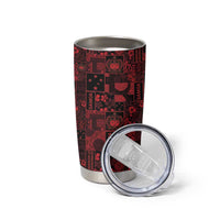 Dark Samoa Manuia Le Kerisimasi Tumbler Cup Pacific Patchwork Xmas Vibes - Polynesian Pride