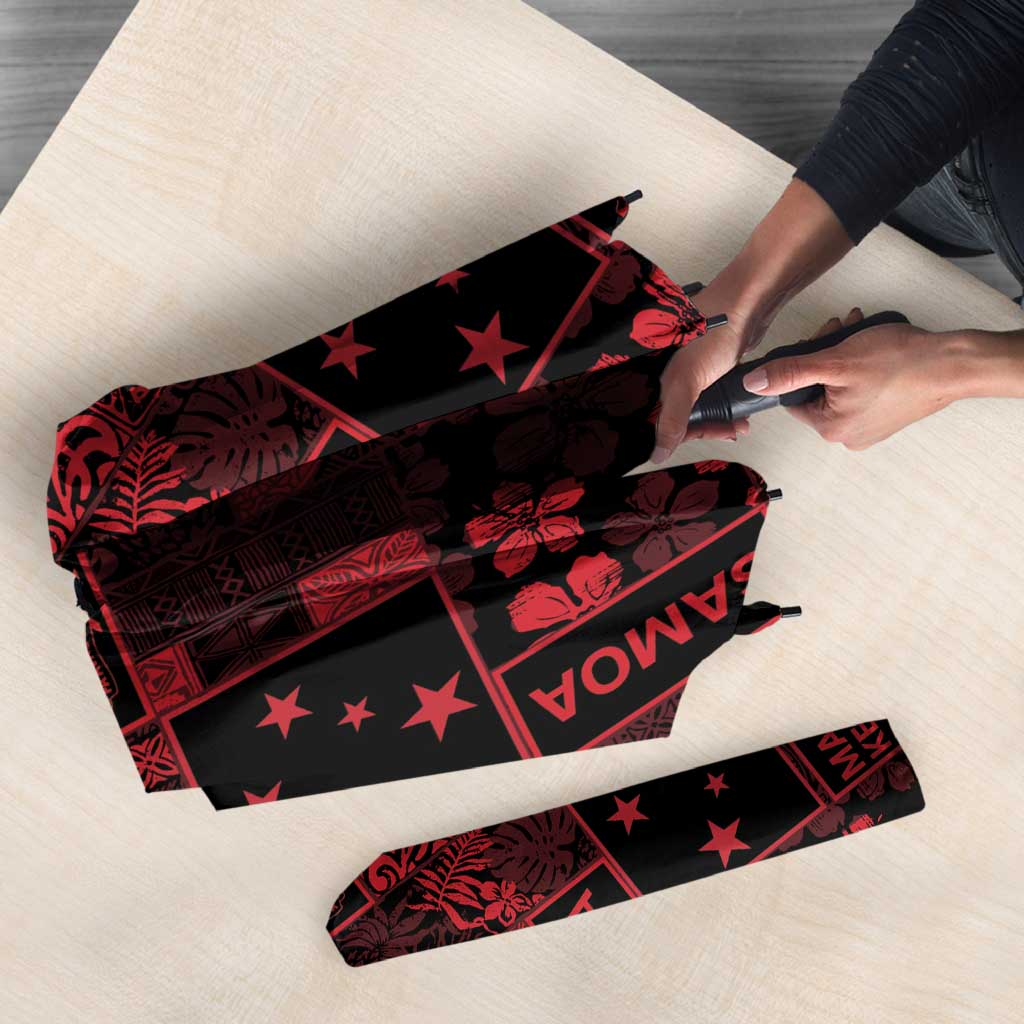 Dark Samoa Manuia Le Kerisimasi Umbrella Pacific Patchwork Xmas Vibes - Polynesian Pride