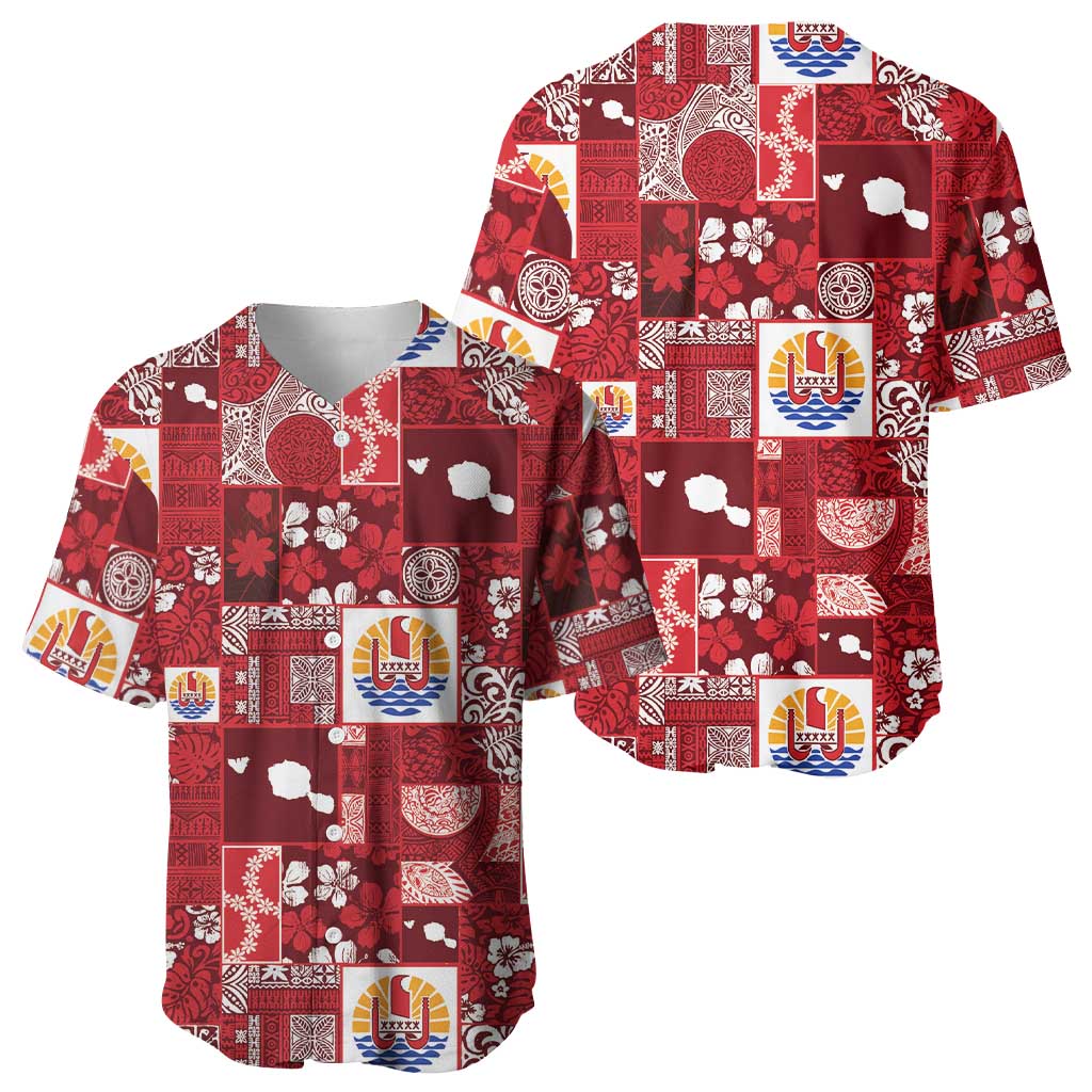 Tahiti Oaoa I Teie Noera Baseball Jersey Pacific Patchwork Xmas Vibes - Polynesian Pride