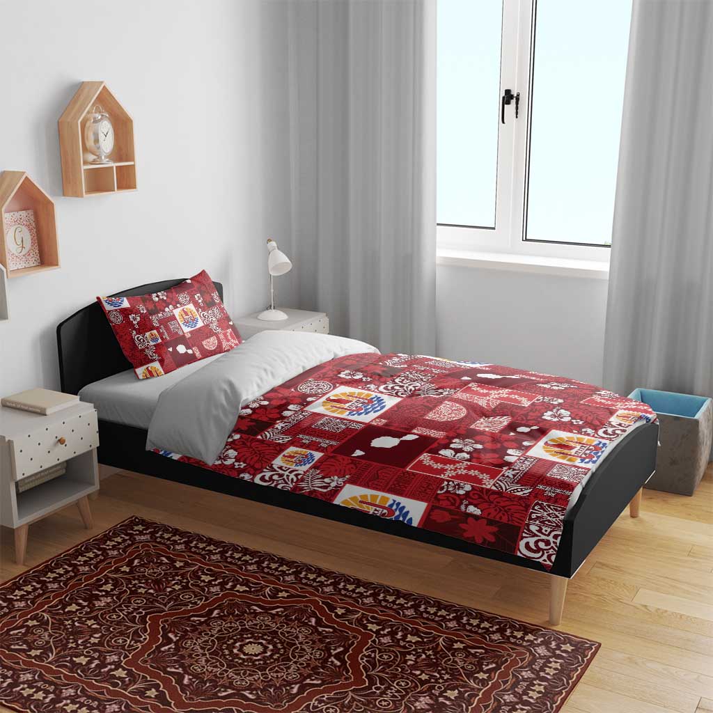 Tahiti Oaoa I Teie Noera Bedding Set Pacific Patchwork Xmas Vibes - Polynesian Pride
