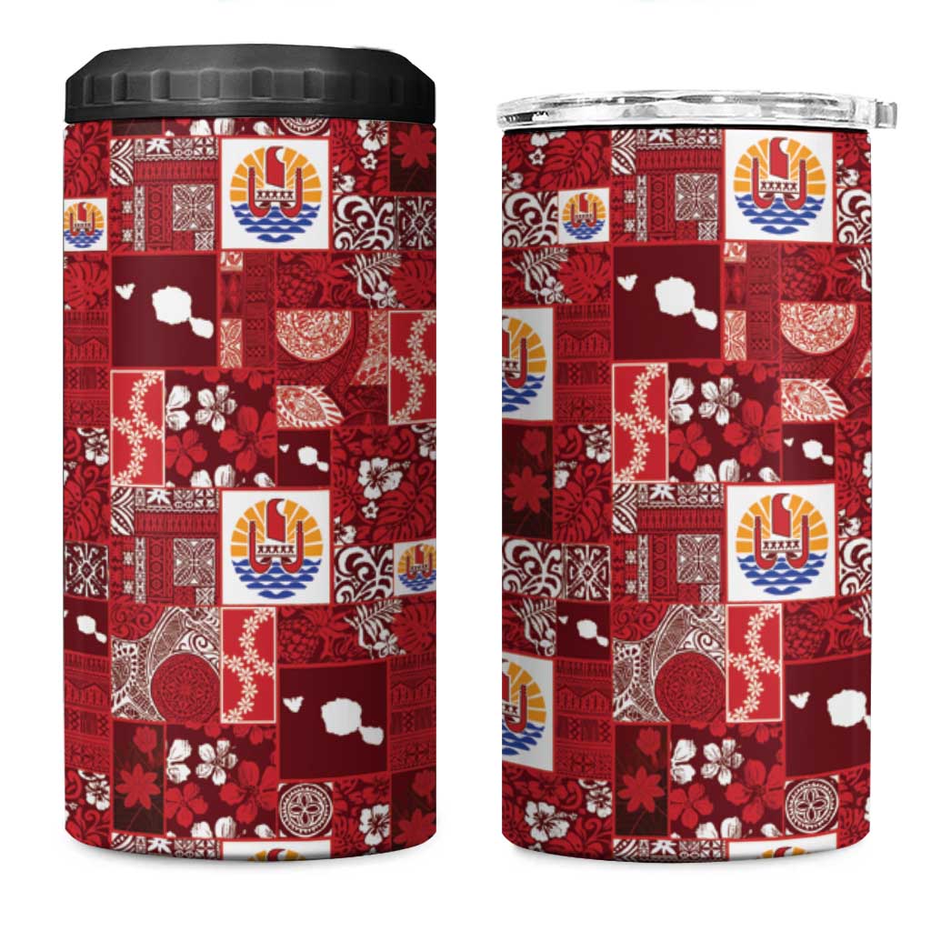Tahiti Oaoa I Teie Noera 4 in 1 Can Cooler Tumbler Pacific Patchwork Xmas Vibes LT9 One Size: 16 oz Red - Polynesian Pride