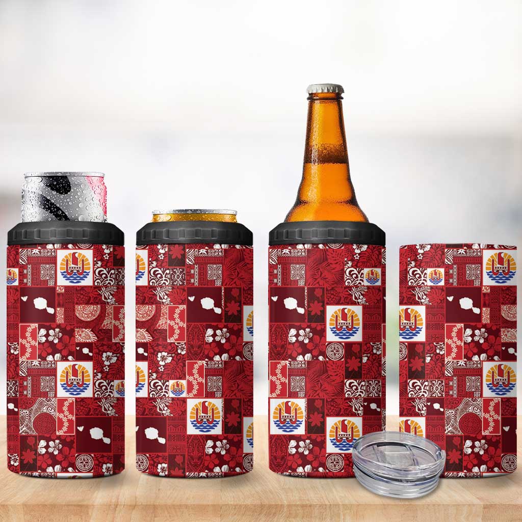 Tahiti Oaoa I Teie Noera 4 in 1 Can Cooler Tumbler Pacific Patchwork Xmas Vibes - Polynesian Pride