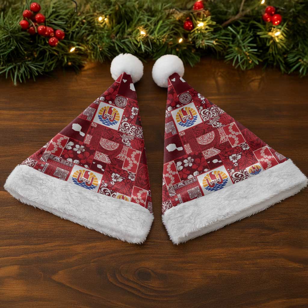 Tahiti Oaoa I Teie Noera Christmas Santa Hat Pacific Patchwork Xmas Vibes LT9 - Polynesian Pride