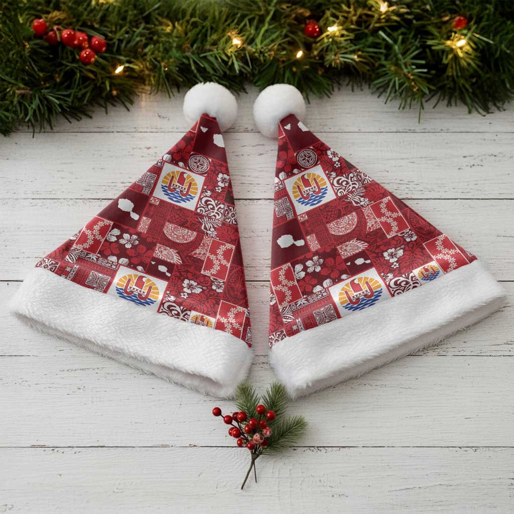 Tahiti Oaoa I Teie Noera Christmas Santa Hat Pacific Patchwork Xmas Vibes LT9 - Polynesian Pride