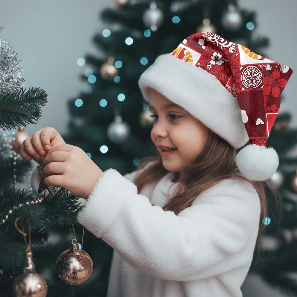 Tahiti Oaoa I Teie Noera Christmas Santa Hat Pacific Patchwork Xmas Vibes LT9 - Polynesian Pride