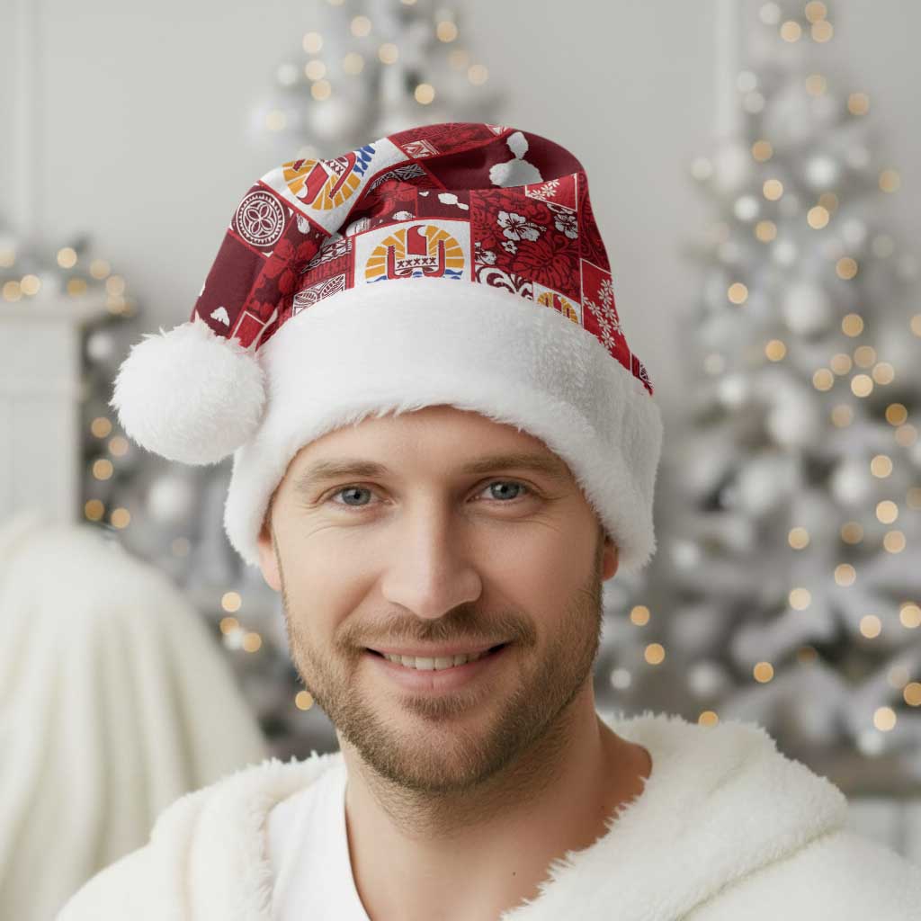 Tahiti Oaoa I Teie Noera Christmas Santa Hat Pacific Patchwork Xmas Vibes LT9 - Polynesian Pride