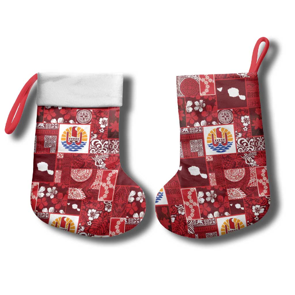 Tahiti Oaoa I Teie Noera Christmas Stocking Pacific Patchwork Xmas Vibes - Polynesian Pride