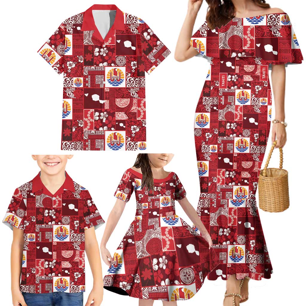 Tahiti Oaoa I Teie Noera Family Matching Mermaid Dress and Hawaiian Shirt Pacific Patchwork Xmas Vibes LT9 - Polynesian Pride