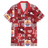 Tahiti Oaoa I Teie Noera Family Matching Mermaid Dress and Hawaiian Shirt Pacific Patchwork Xmas Vibes LT9 Dad's Shirt - Short Sleeve Red - Polynesian Pride