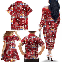 Tahiti Oaoa I Teie Noera Family Matching Off The Shoulder Long Sleeve Dress and Hawaiian Shirt Pacific Patchwork Xmas Vibes LT9 - Polynesian Pride