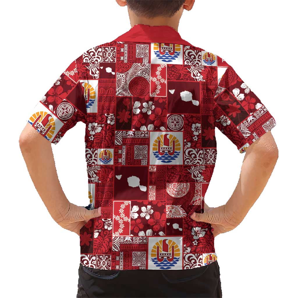 Tahiti Oaoa I Teie Noera Family Matching Off Shoulder Maxi Dress and Hawaiian Shirt Pacific Patchwork Xmas Vibes LT9 - Polynesian Pride