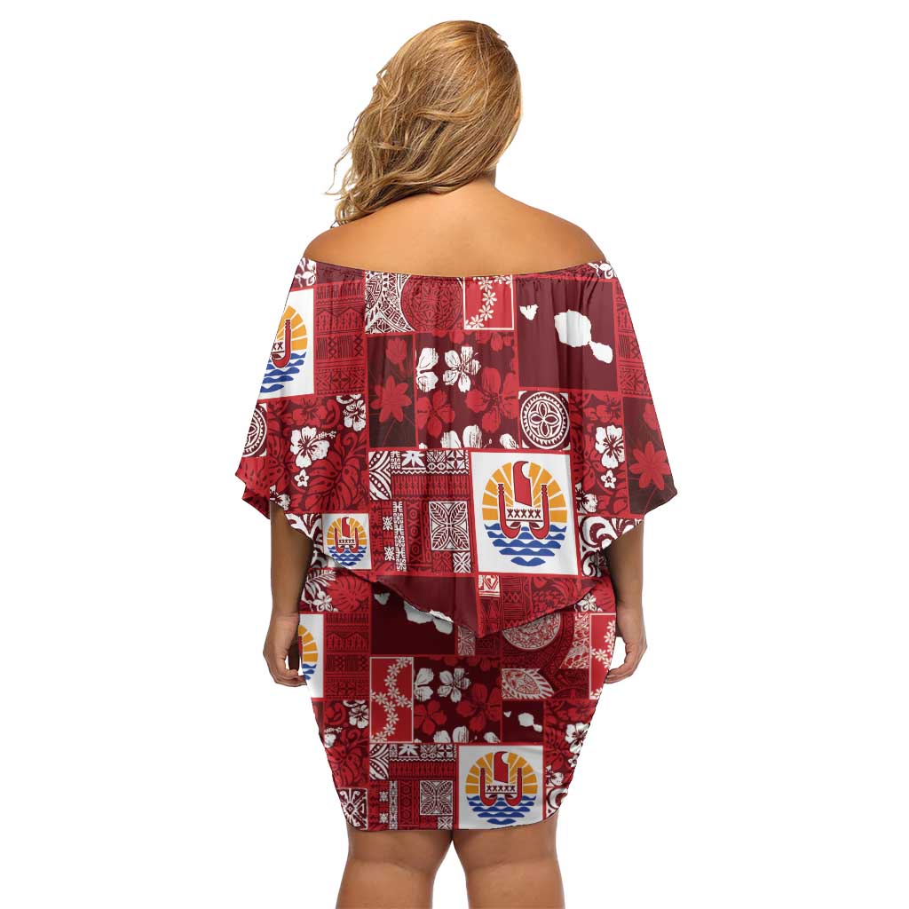 Tahiti Oaoa I Teie Noera Family Matching Off Shoulder Short Dress and Hawaiian Shirt Pacific Patchwork Xmas Vibes LT9 - Polynesian Pride