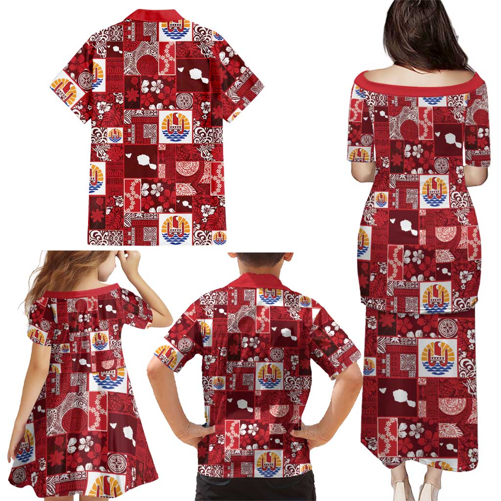 Tahiti Oaoa I Teie Noera Family Matching Puletasi and Hawaiian Shirt Pacific Patchwork Xmas Vibes - Polynesian Pride