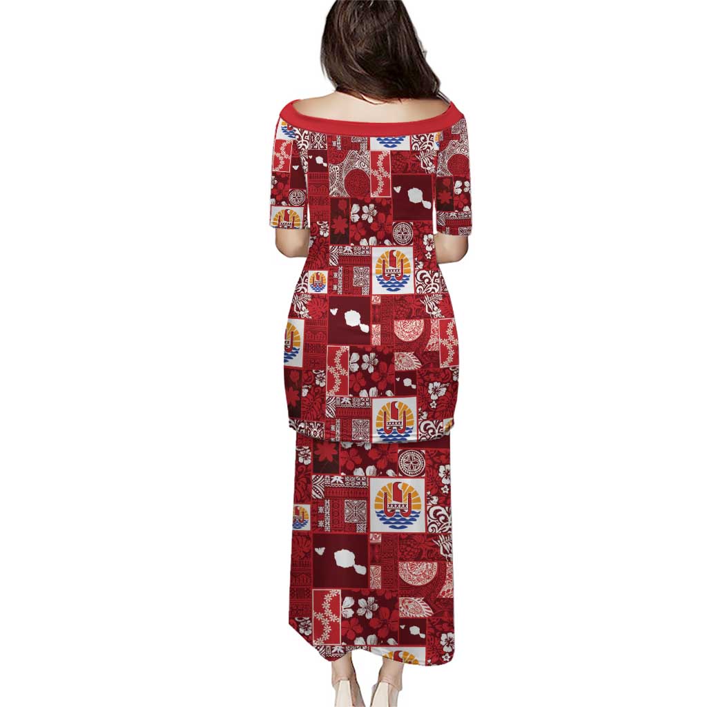 Tahiti Oaoa I Teie Noera Family Matching Puletasi and Hawaiian Shirt Pacific Patchwork Xmas Vibes - Polynesian Pride