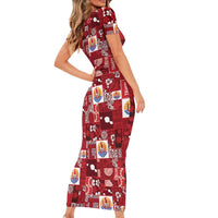 Tahiti Oaoa I Teie Noera Family Matching Short Sleeve Bodycon Dress and Hawaiian Shirt Pacific Patchwork Xmas Vibes LT9 - Polynesian Pride