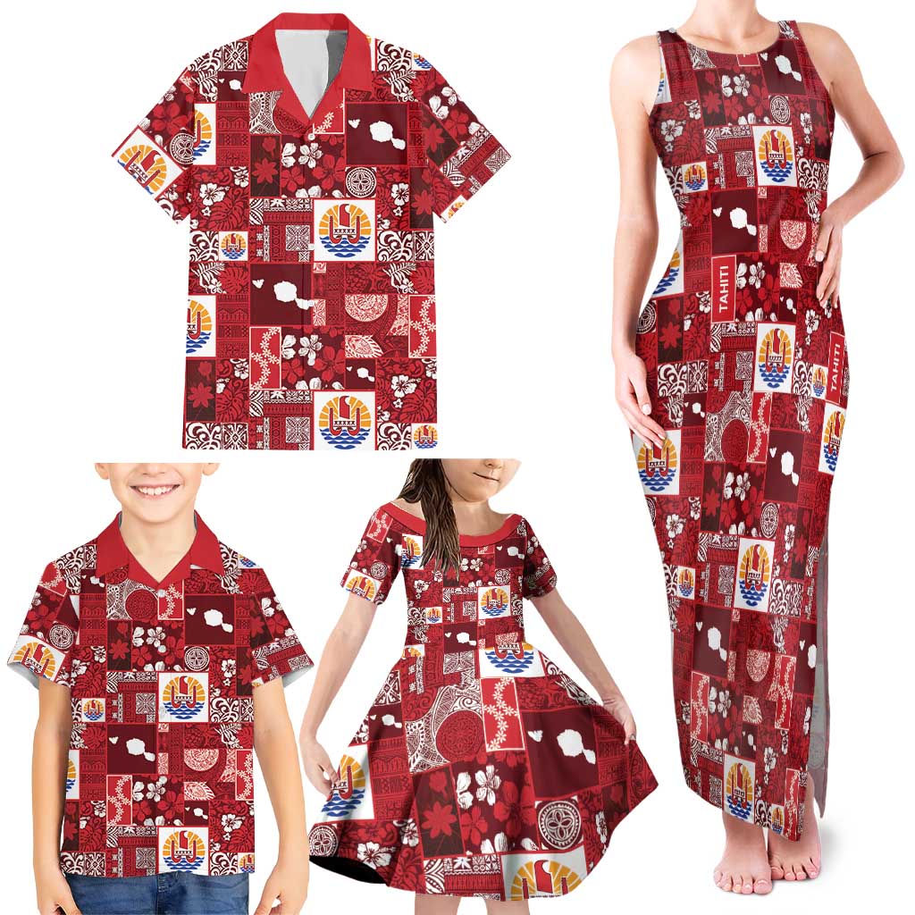 Tahiti Oaoa I Teie Noera Family Matching Tank Maxi Dress and Hawaiian Shirt Pacific Patchwork Xmas Vibes LT9 - Polynesian Pride