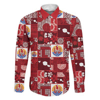 Tahiti Oaoa I Teie Noera Family Matching Tank Maxi Dress and Hawaiian Shirt Pacific Patchwork Xmas Vibes LT9 Dad's Shirt - Long Sleeve Red - Polynesian Pride