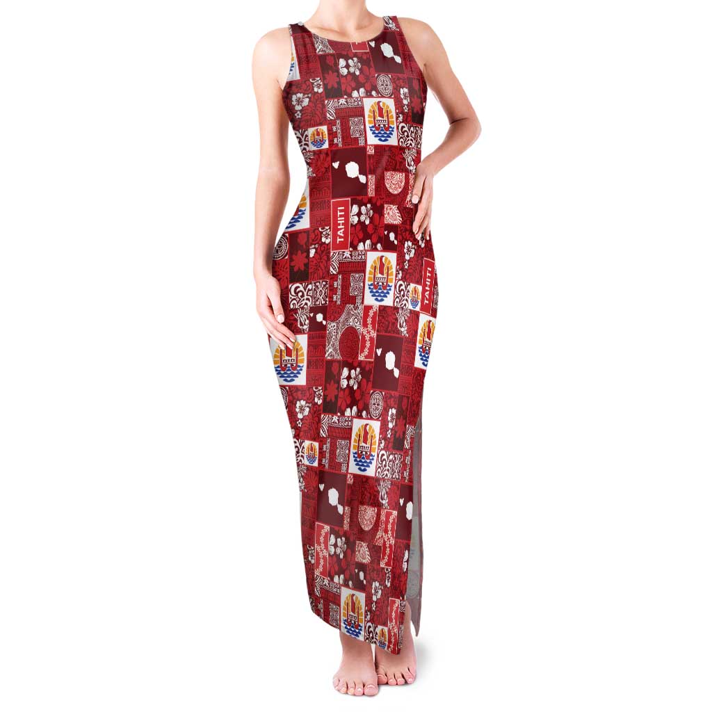 Tahiti Oaoa I Teie Noera Family Matching Tank Maxi Dress and Hawaiian Shirt Pacific Patchwork Xmas Vibes LT9 Mom's Dress Red - Polynesian Pride