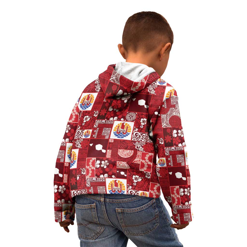 Tahiti Oaoa I Teie Noera Kid Hoodie Pacific Patchwork Xmas Vibes - Polynesian Pride