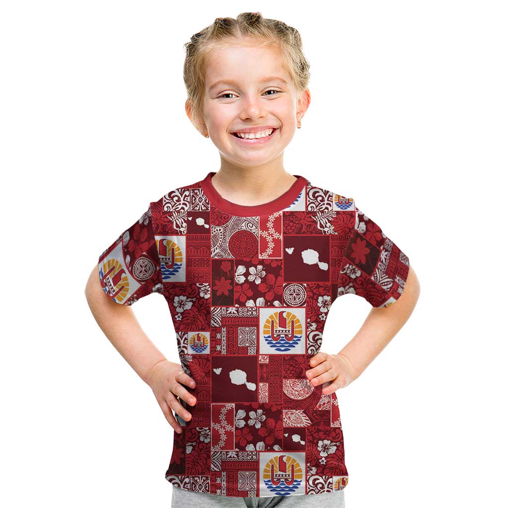 Tahiti Oaoa I Teie Noera Kid T Shirt Pacific Patchwork Xmas Vibes - Polynesian Pride