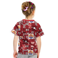 Tahiti Oaoa I Teie Noera Kid T Shirt Pacific Patchwork Xmas Vibes - Polynesian Pride