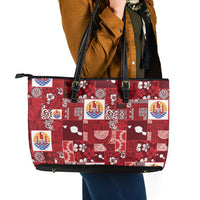 Tahiti Oaoa I Teie Noera Leather Tote Bag Pacific Patchwork Xmas Vibes LT9 - Polynesian Pride