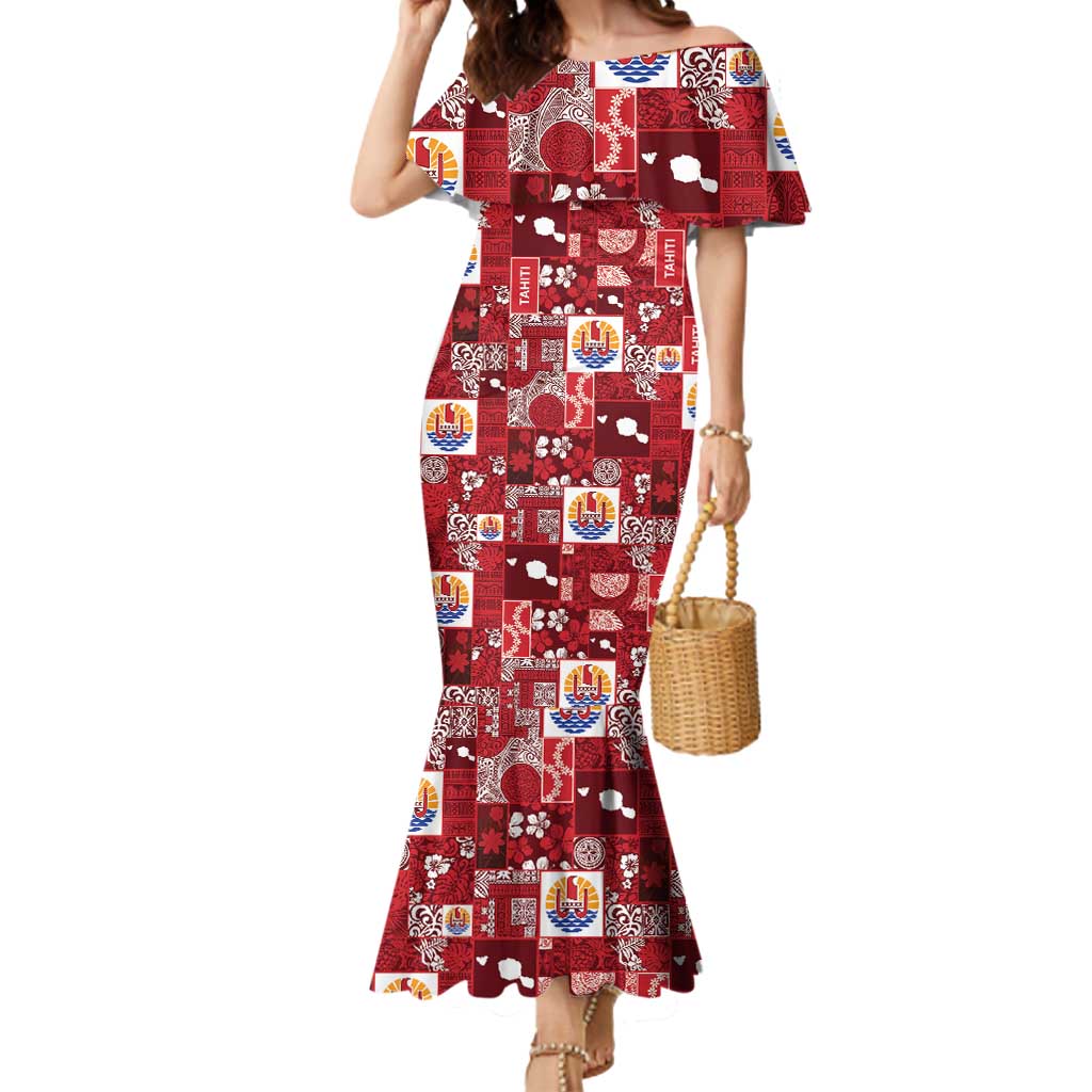 Tahiti Oaoa I Teie Noera Mermaid Dress Pacific Patchwork Xmas Vibes - Polynesian Pride