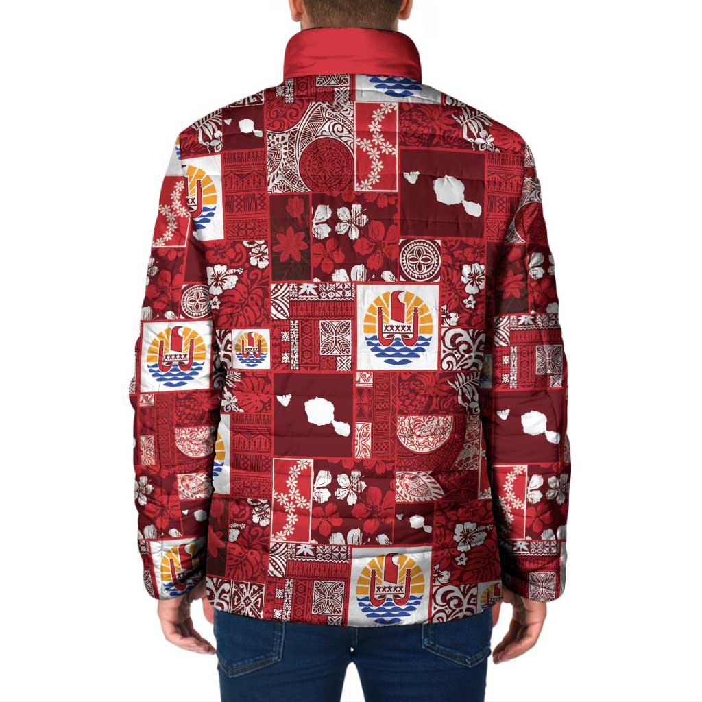 Tahiti Oaoa I Teie Noera Padded Jacket Pacific Patchwork Xmas Vibes LT9 - Polynesian Pride