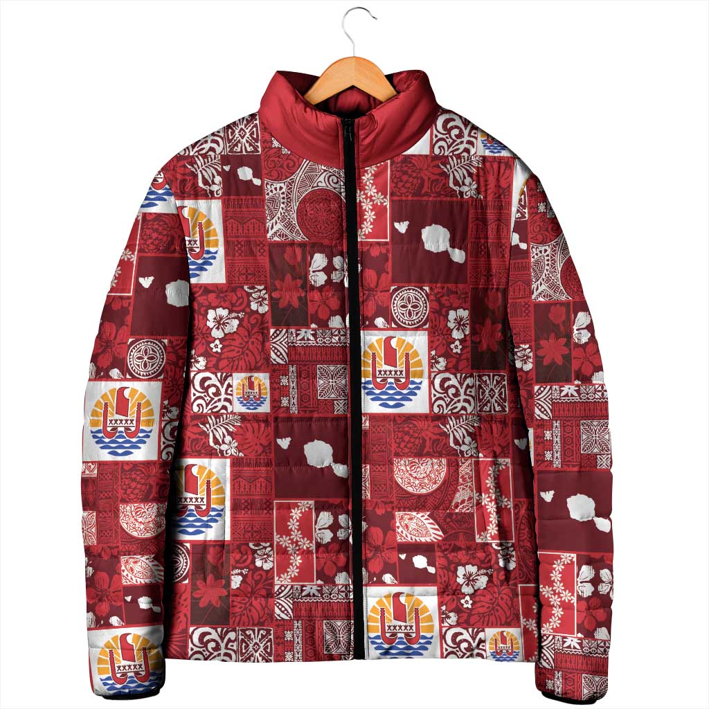 Tahiti Oaoa I Teie Noera Padded Jacket Pacific Patchwork Xmas Vibes LT9 - Polynesian Pride