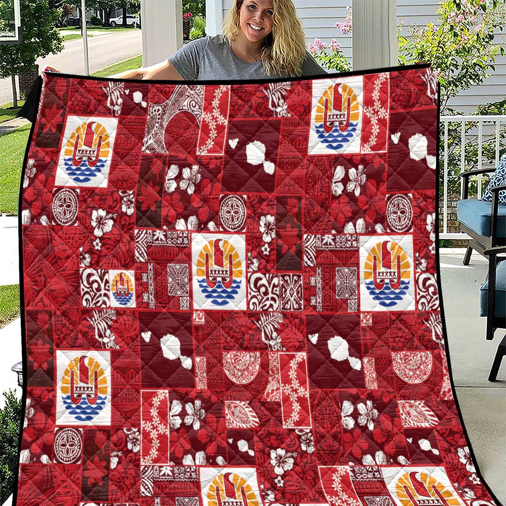 Tahiti Oaoa I Teie Noera Quilt Pacific Patchwork Xmas Vibes LT9 Red - Polynesian Pride