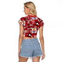 Tahiti Oaoa I Teie Noera Raglan Cropped T Shirt Pacific Patchwork Xmas Vibes - Polynesian Pride