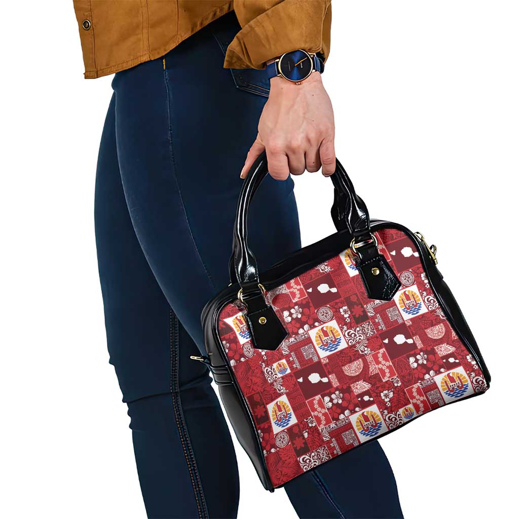 Tahiti Oaoa I Teie Noera Shoulder Handbag Pacific Patchwork Xmas Vibes - Polynesian Pride