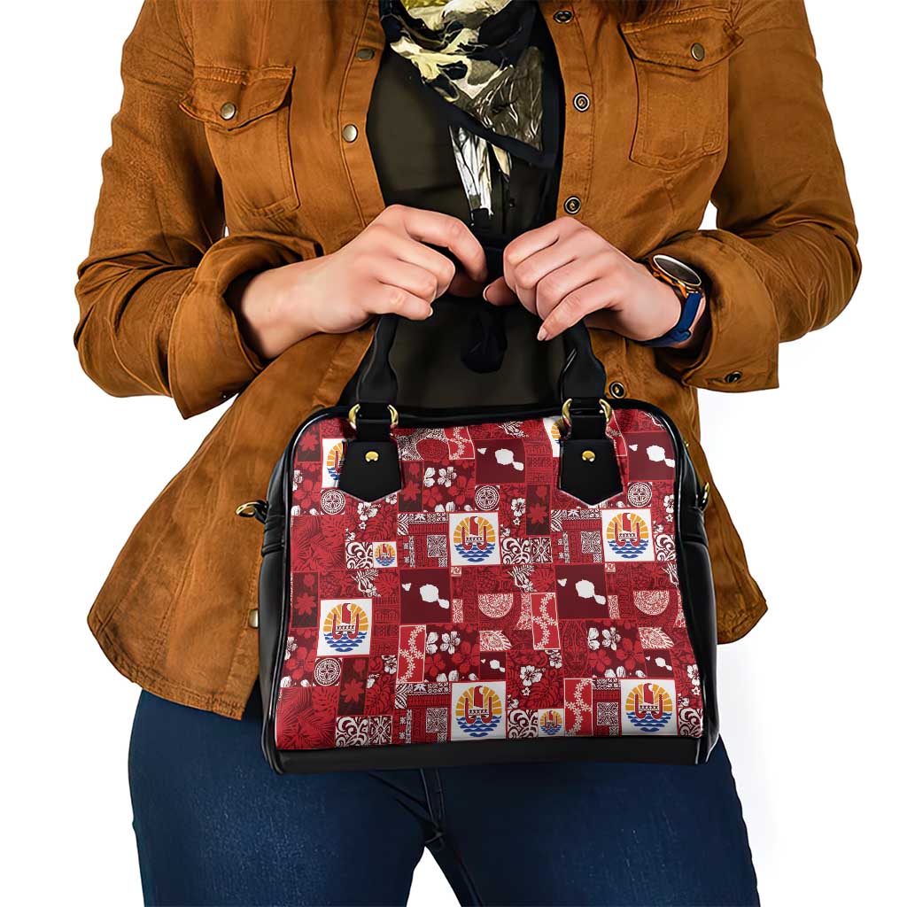 Tahiti Oaoa I Teie Noera Shoulder Handbag Pacific Patchwork Xmas Vibes - Polynesian Pride